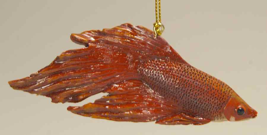 Resin Animal Ornaments Fighting Fish Red - No Box by Slavic Treasures-1
