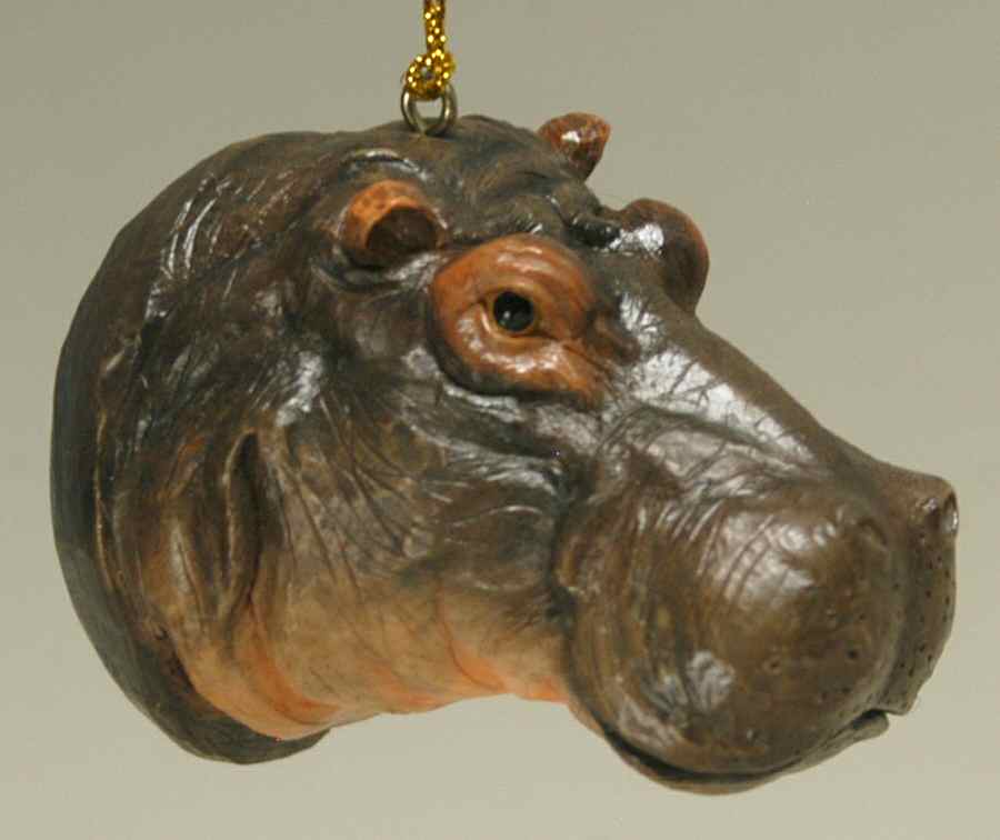 Resin Animal Ornaments Hippo Head - No Box by Slavic Treasures-1