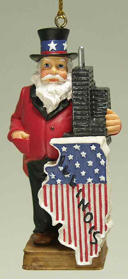 State Santa Ornaments Illinois - No Box by Slavic Treasures-1