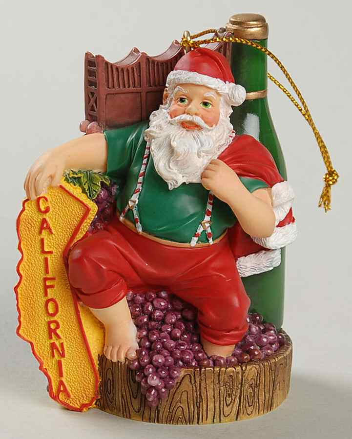 State Santa Ornaments California North - No Box by Slavic Treasures-1