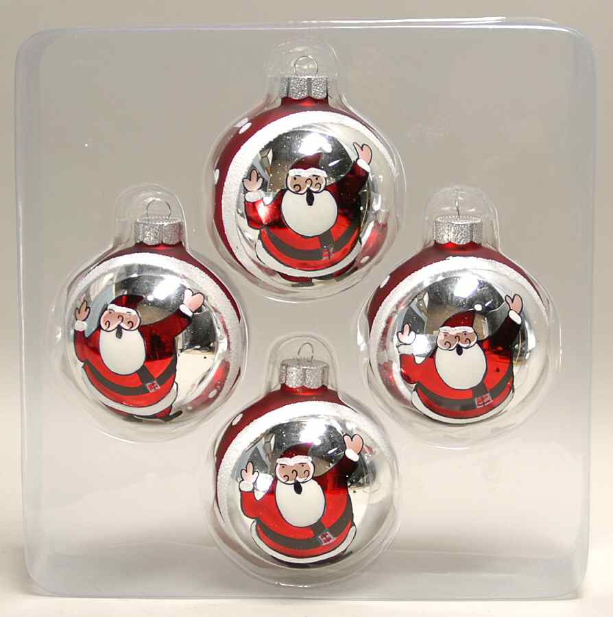 Season's Designs Ornaments 3 1/2" Ball-Red & Silver Santa - Boxed by Seasons Designs-1
