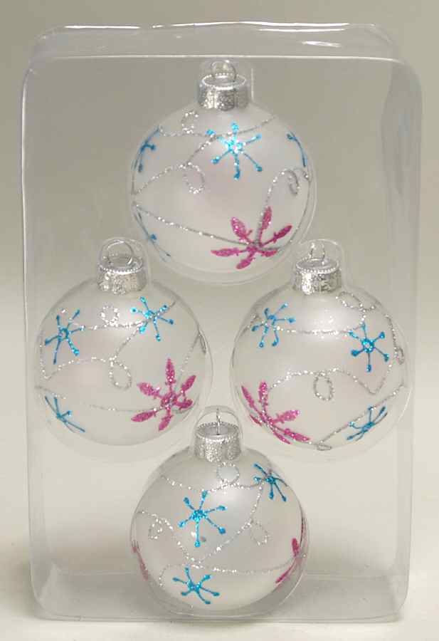 Season's Designs Ornaments 3" Ball-Frosted W/ Snowflakes - Boxed by Seasons Designs-1
