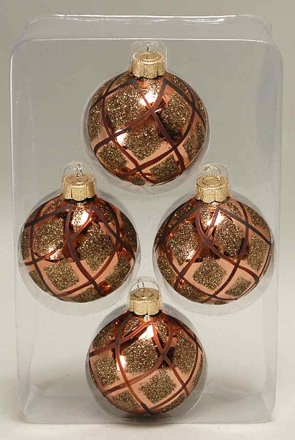 Season's Designs Ornaments 3" Ball-Brown Argyle - Boxed by Seasons Designs-1