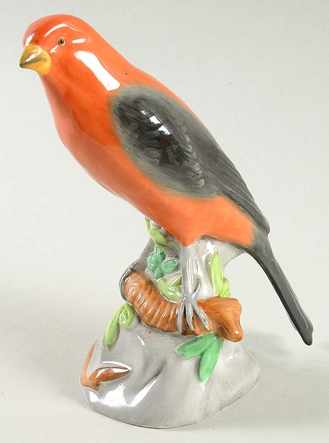 SPode Animals Scarlet Tanager-Red Bird With Black Wing - No Box by Spode-1