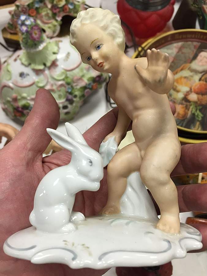 Schaubach Kunst Figurines Cherub With Rabbit - No Box by Schaubach Kunst-1