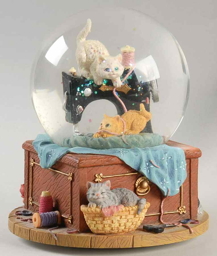 Musical Snowglobes Sew Purrfect-Buttons & Bows - No Box by San Francisco Music Box-1