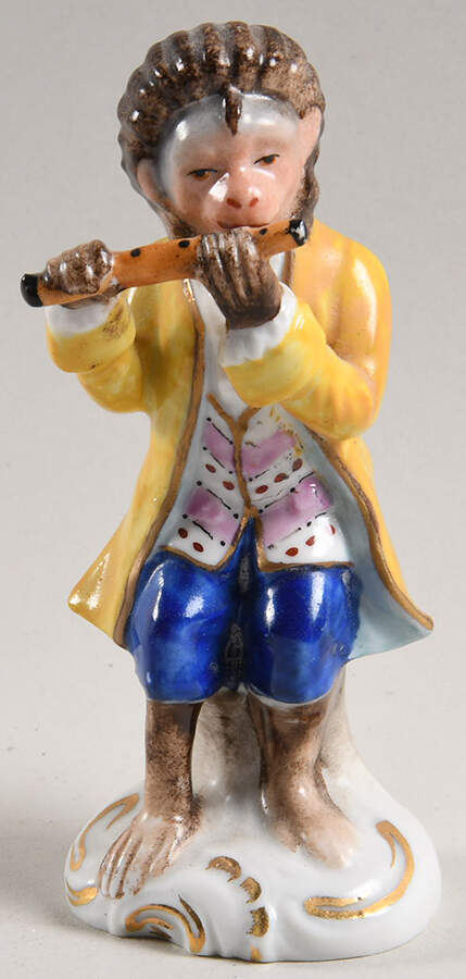 Sitzendorf Figurines Monkey W/ Flute - No Box by Sitzendorf Porcelain-1