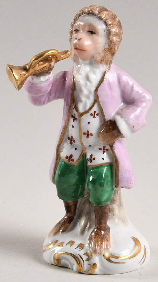 Sitzendorf Figurines Monkey W/ Trumpet - No Box by Sitzendorf Porcelain-1