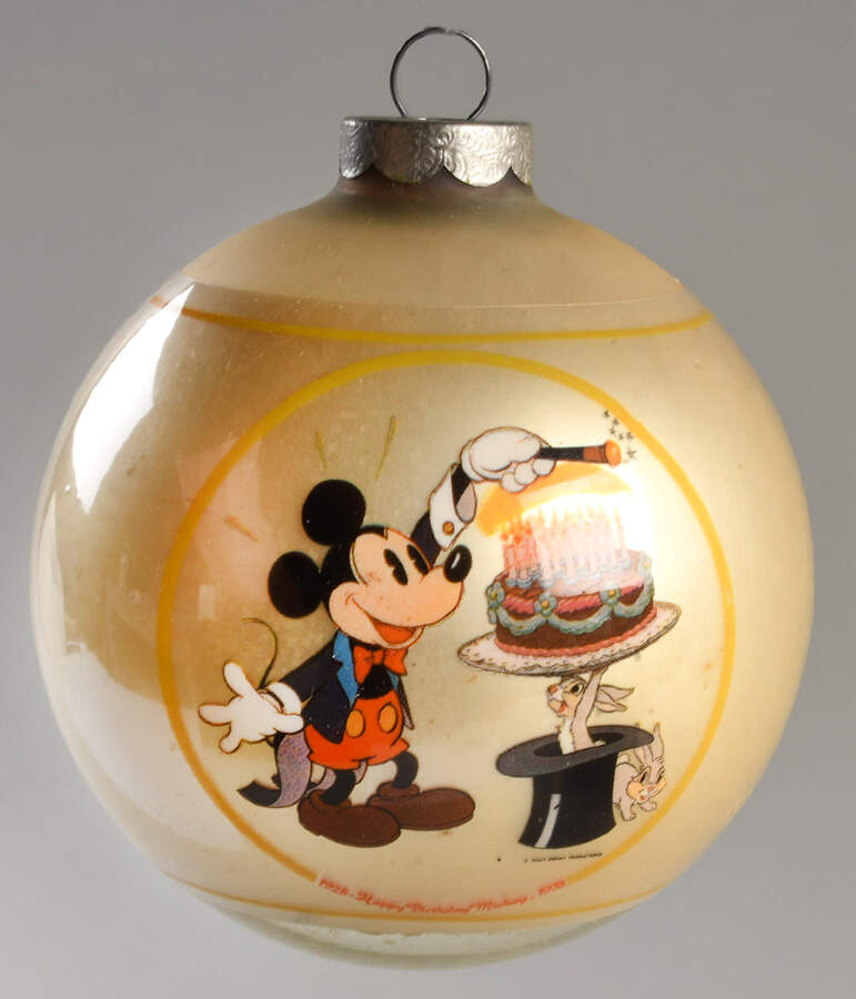 Disney Mickey Ball Ornament 1978 Happy Birthday Mickey - Boxed by Schmid-1