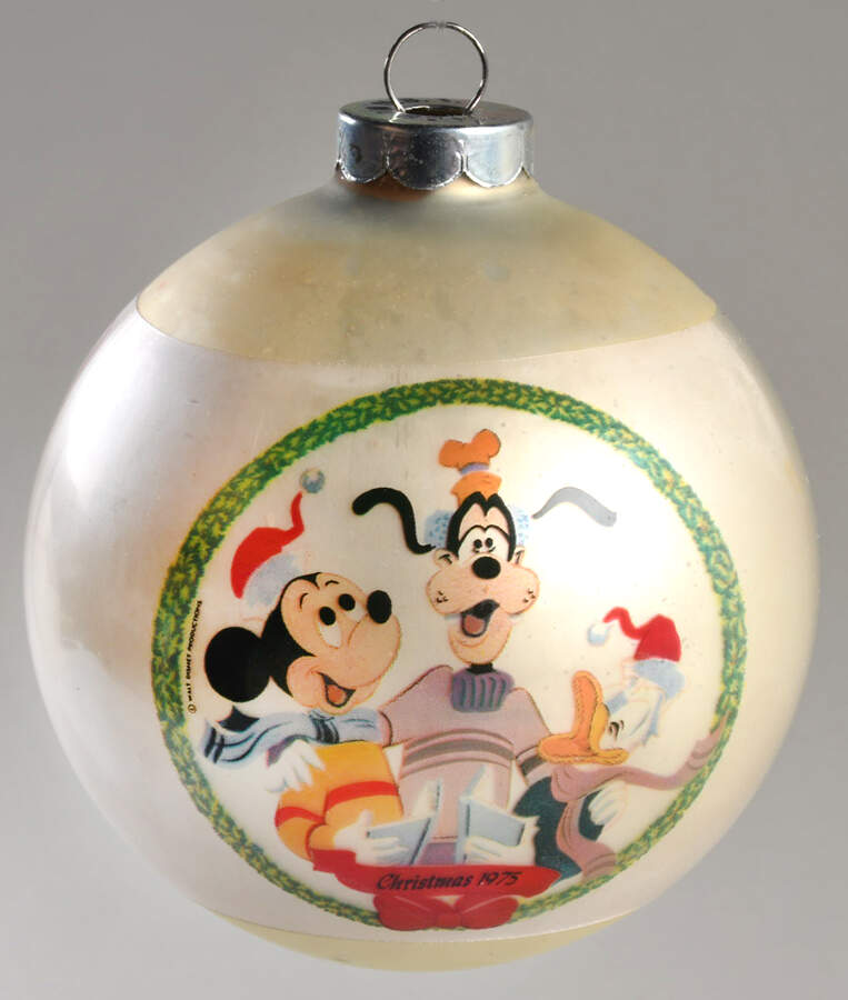 Disney Mickey Ball Ornament 1975 Mickey,Goofy&Donald - Boxed by Schmid-1