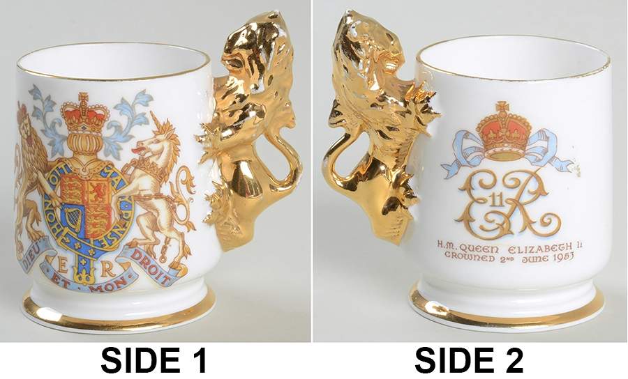 Royalty Commemoratives Elizabeth Ii Coronation Lion Handle Demi - No Box by Staffordshire-1
