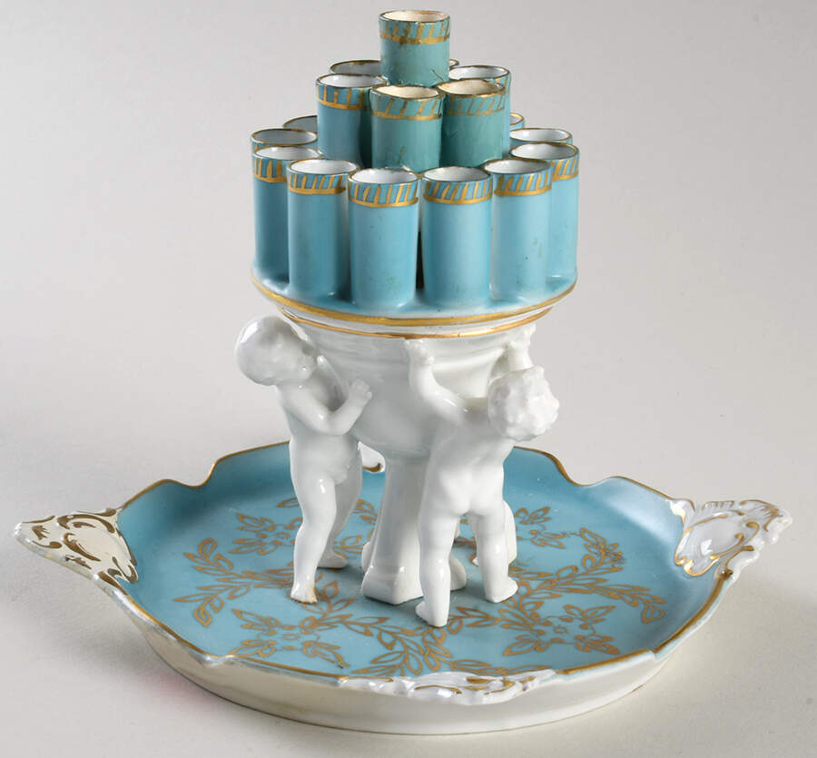 Saxonian Dresden Figurines Cherub Cigarette Holder-Aqua - No Box by Saxonian-1