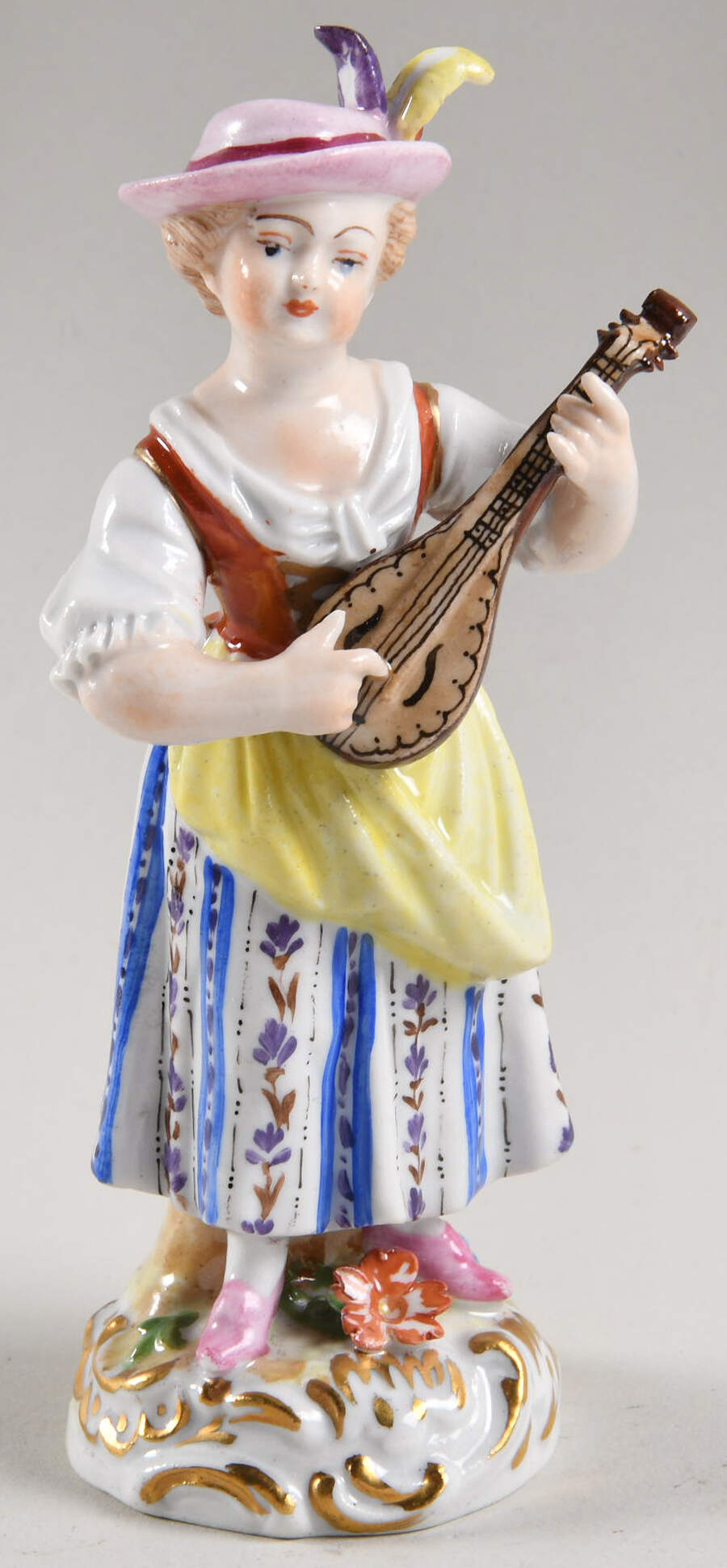 Saxonian Dresden Figurines Lady With Mandolin - No Box by Saxonian-1