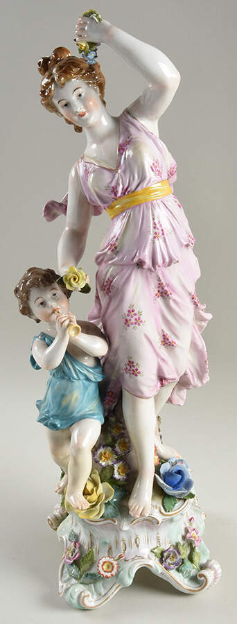 Saxonian Dresden Figurines Woman And Child ;Flowers - No Box by Saxonian-1