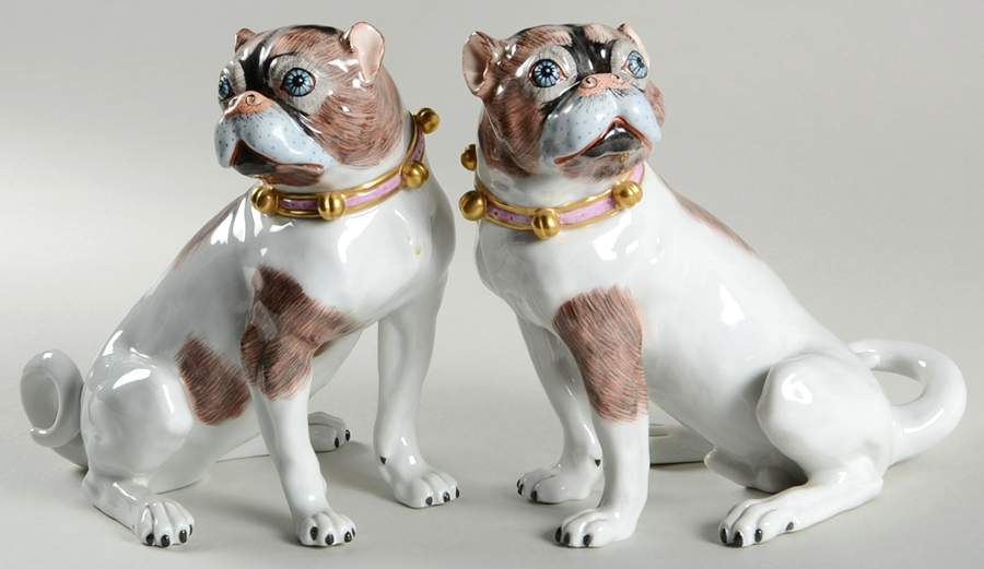 Saxonian Dresden Figurines Pugs-Pair - No Box by Saxonian-1