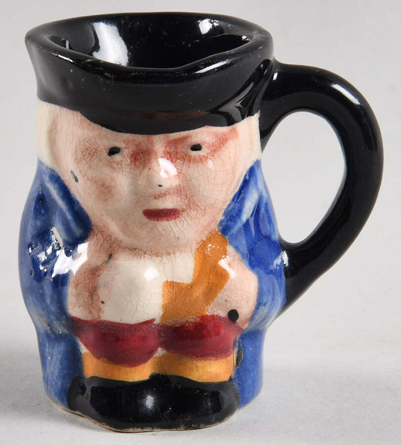 Character Toby Jug Blue Coat Black Handle-Mini - No Box by Shorter & Son-1