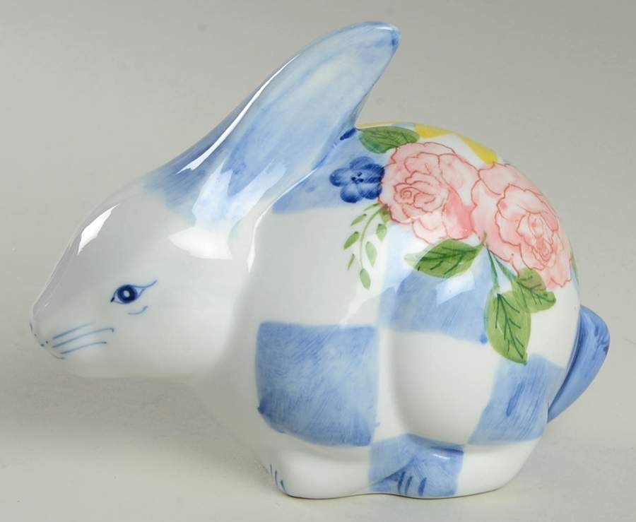 Floral Animals Rabbit-Blue Checkerboard - No Box by Sadek-1