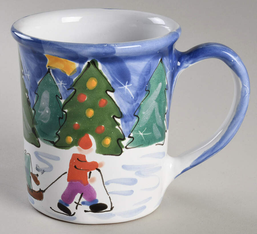 Starbucks Mugs Handpainted Christmas Mug Tree Sled - No Box by Starbucks Coffee-1