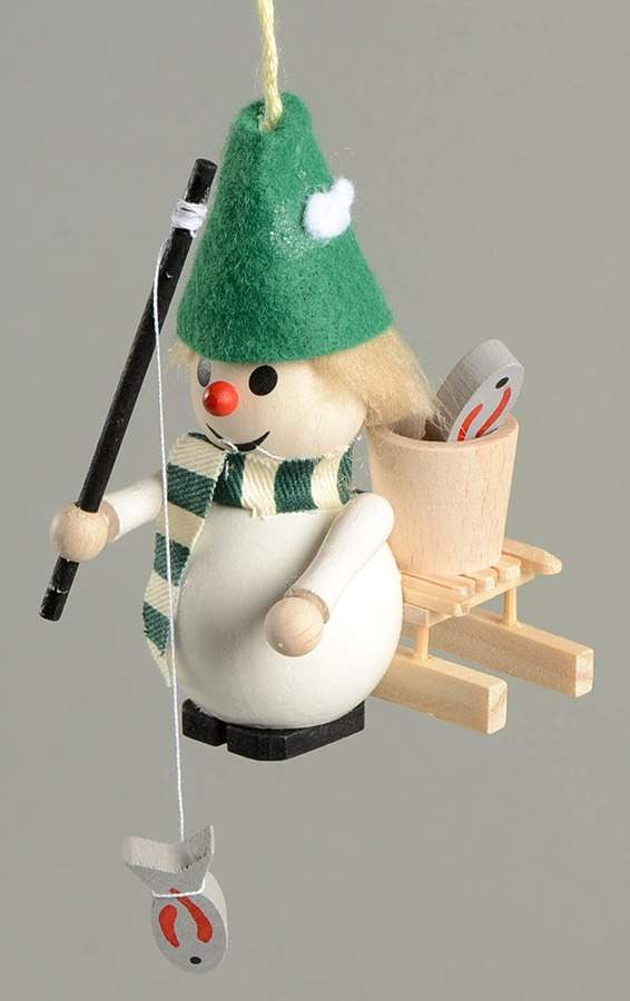 Christmas Ornaments Fisherman With Sled - Boxed by 3-1