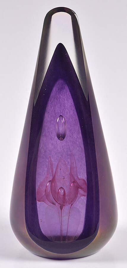 Paperweight Pyramid Obelisk-Conical Overlay - No Box by Stuart Abelman Art Glass-1