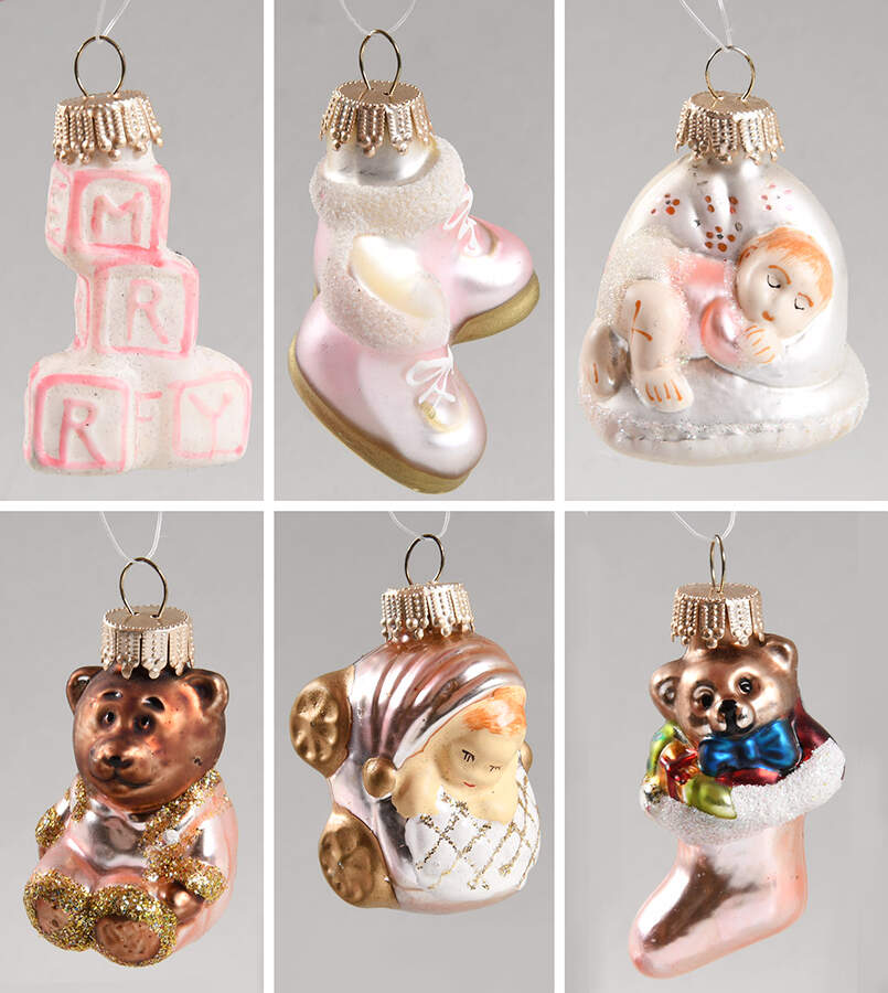 Blown Glass Ornaments Baby Mini Ornaments Set Of 6 - With Box by St Nicholas Square-1