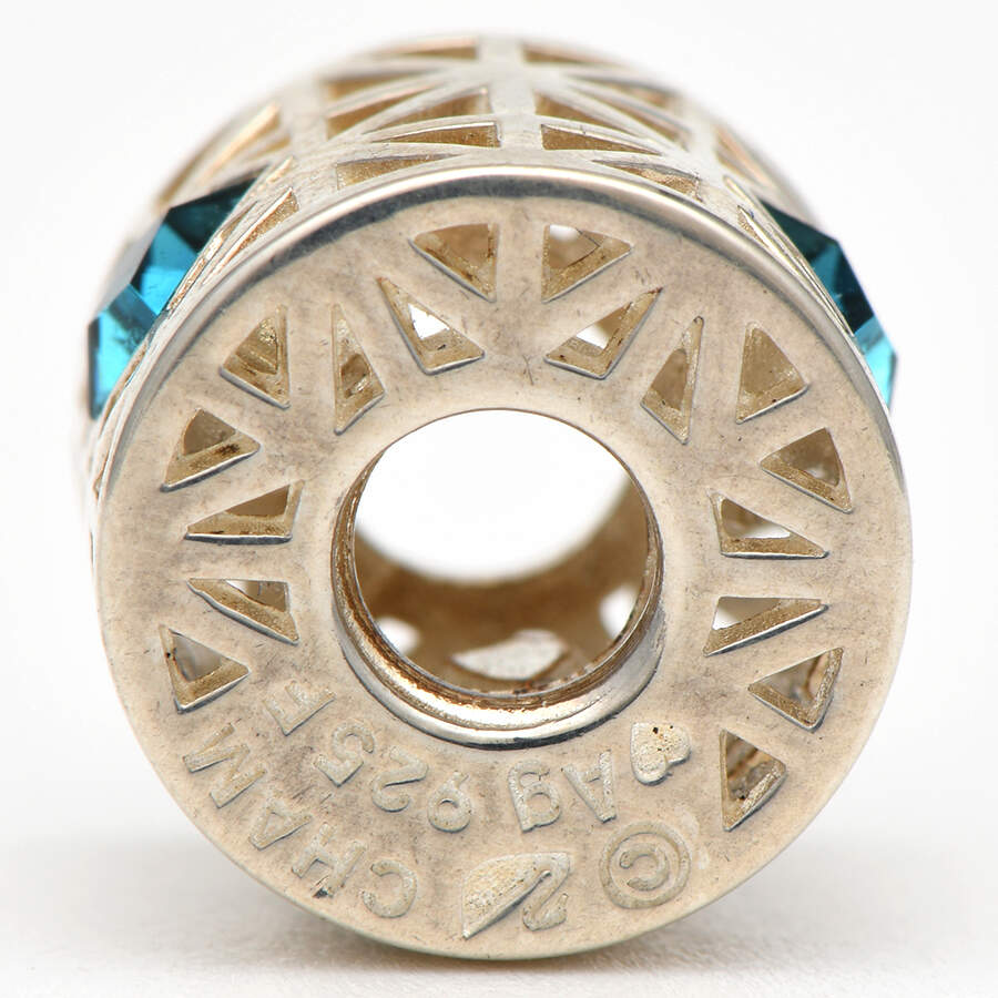 Sterling Chamilia Charms & Beads Geometric Aquamarine Bead - No Box by Swarovski-2