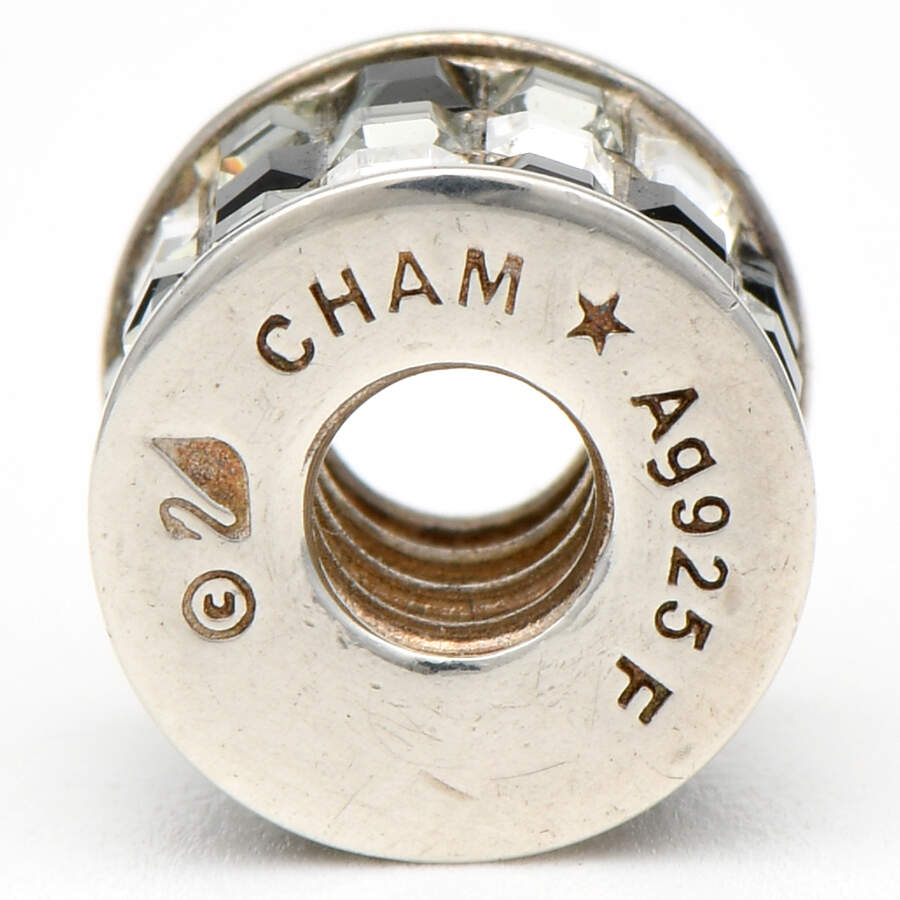 Sterling Chamilia Charms & Beads Black & White Check Bead - No Box by Swarovski-2
