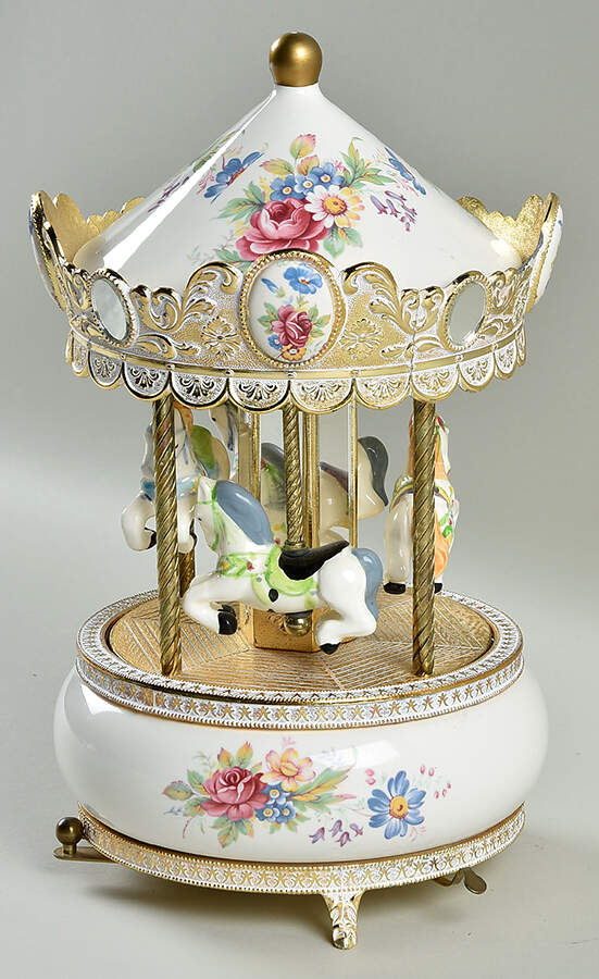 Carousel Music Box Four Rotating Horses - With Box by San Francisco Music Box-1