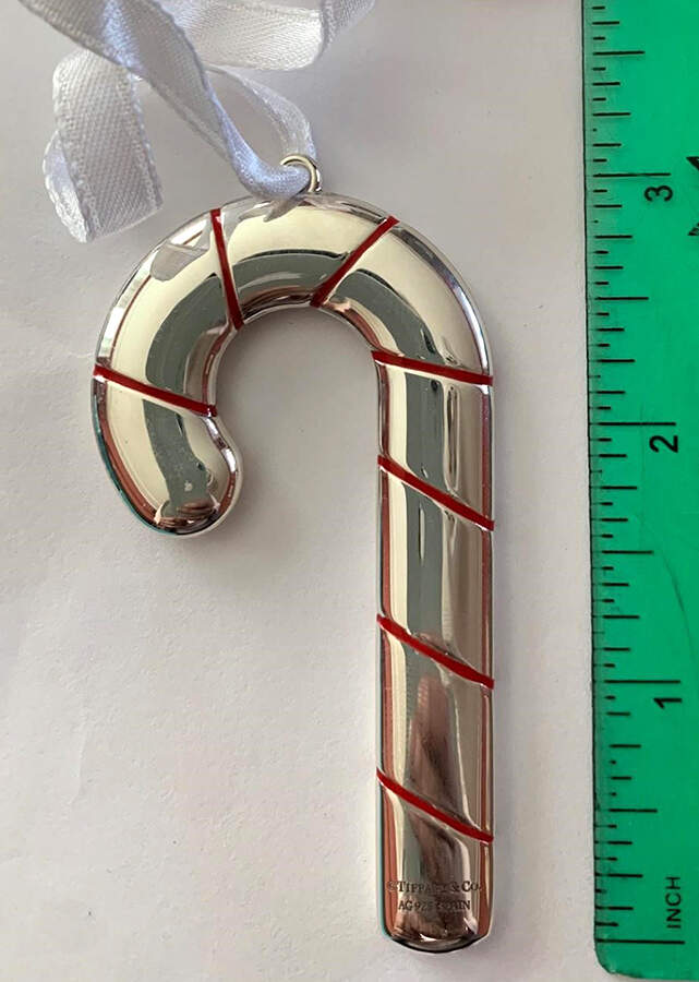 Tiffany & Co Christmas Ornament Candy Cane-Red Stripes - Boxed by Tiffany & CO SILVER-1