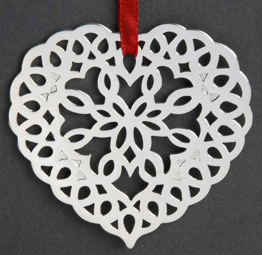 Tiffany & Co Christmas Ornament Lace Heart - Boxed by Tiffany & CO SILVER-1