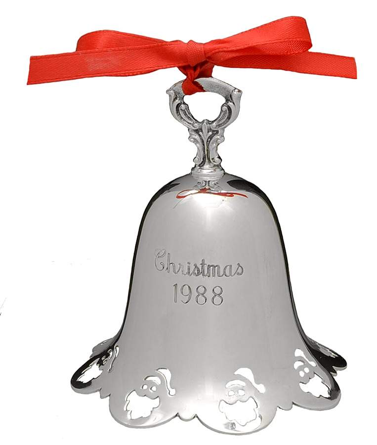 Christmas Bell-Annual 1988 Santa Pierced Bell - Boxed by Towle Silver-1