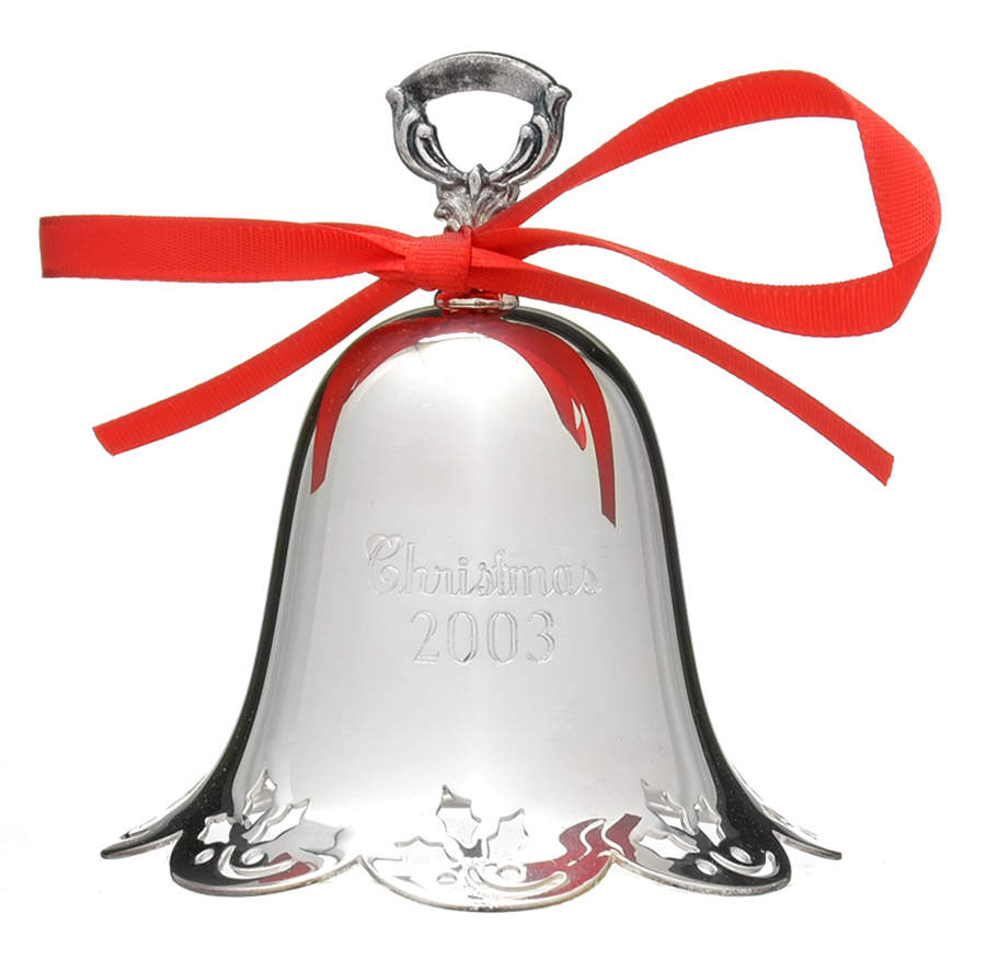 Christmas Bell-Annual 2003 Holly Pierced Bell - Boxed by Towle Silver-1