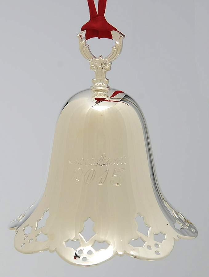 Christmas Bell-Annual 2015 Holly Pierced Bell - Boxed by Towle Silver-1