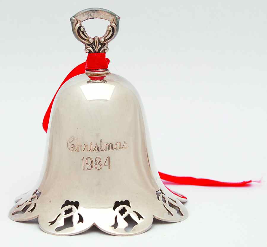 Christmas Bell-Annual 1984 Stocking Pierced Bell - Boxed by Towle Silver-1