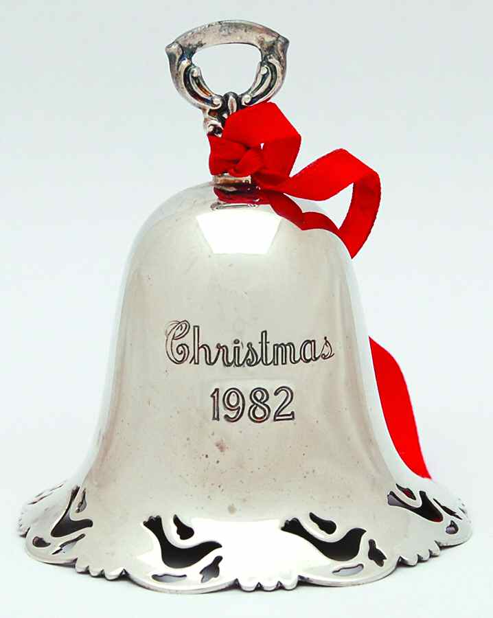 Christmas Bell-Annual 1982 Dove Pierced Bell - Boxed by Towle Silver-1