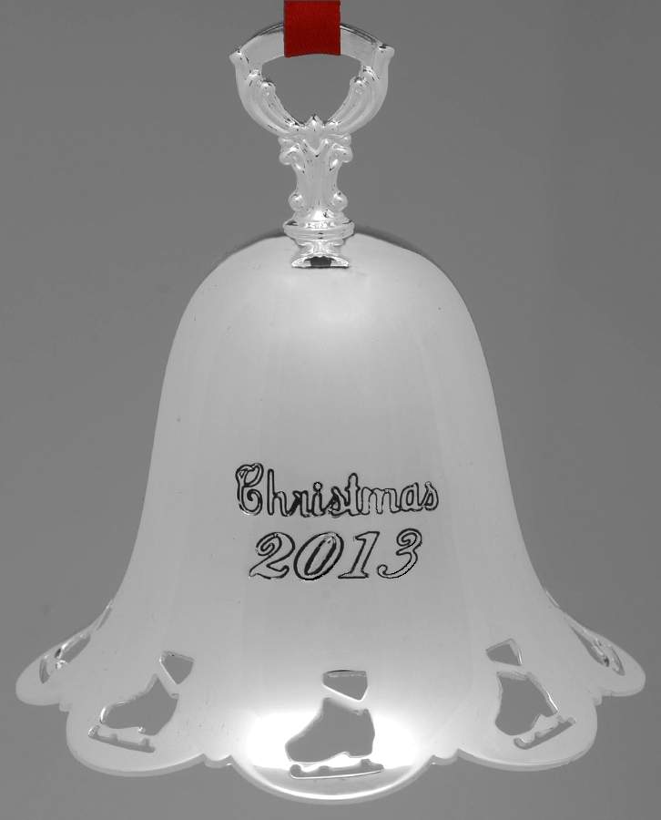 Christmas Bell-Annual 2013 Ice Skate Pierced Bell - Boxed by Towle Silver-1