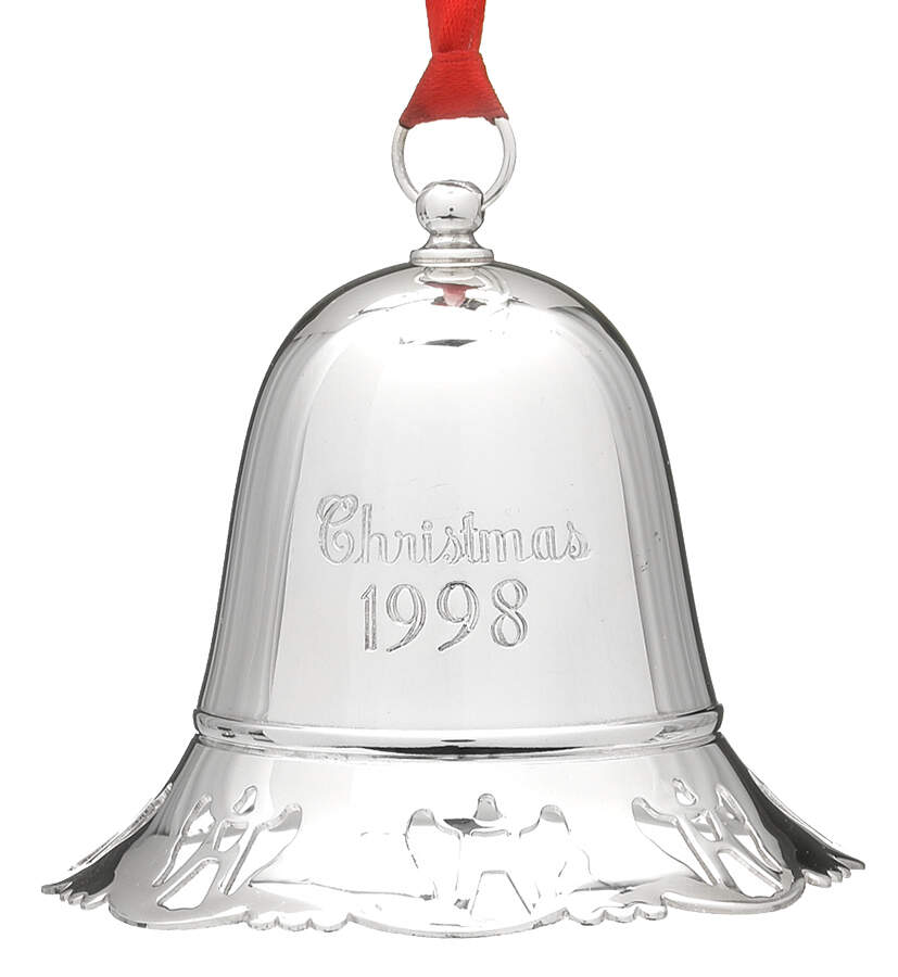Musical Christmas Bell 1998-Chestnuts Roasting - No Box by Towle Silver-1