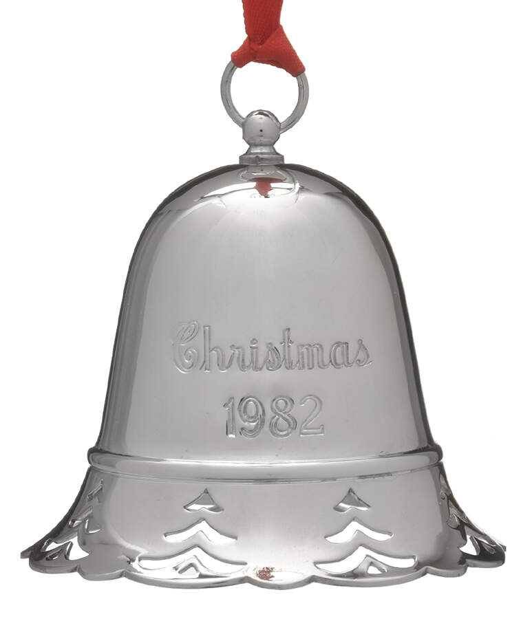 Musical Christmas Bell 1982 - O Christmas Tree - Boxed by Towle Silver-1