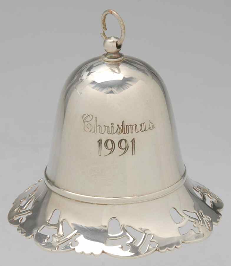 Musical Christmas Bell 1991-Silent Night - Boxed by Towle Silver-1