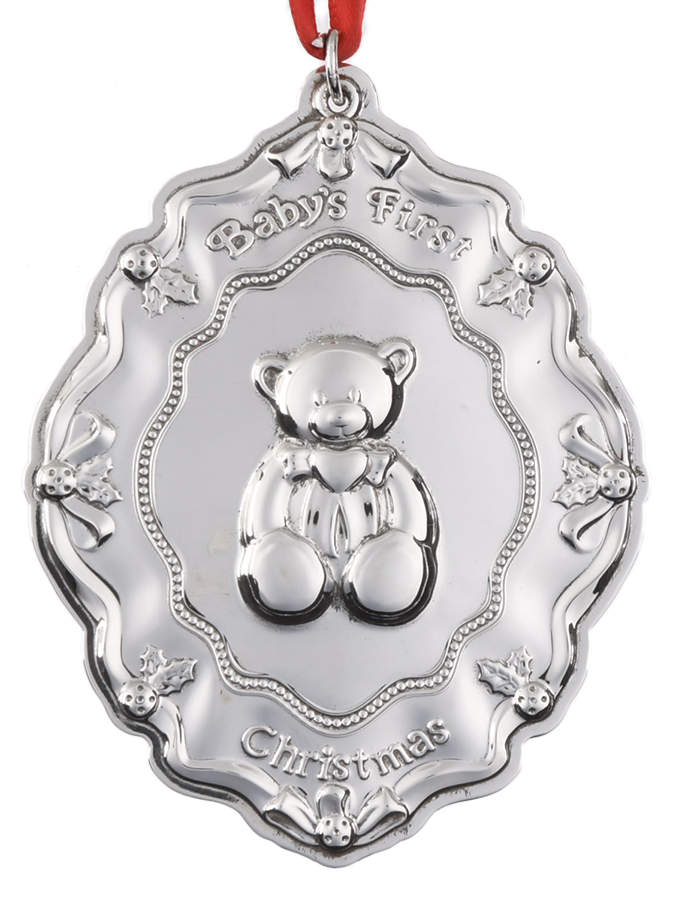 Baby's First Christmas Ornament Baby's First Christmas-Bear 3 3/8h - Boxed by Towle Silver-1