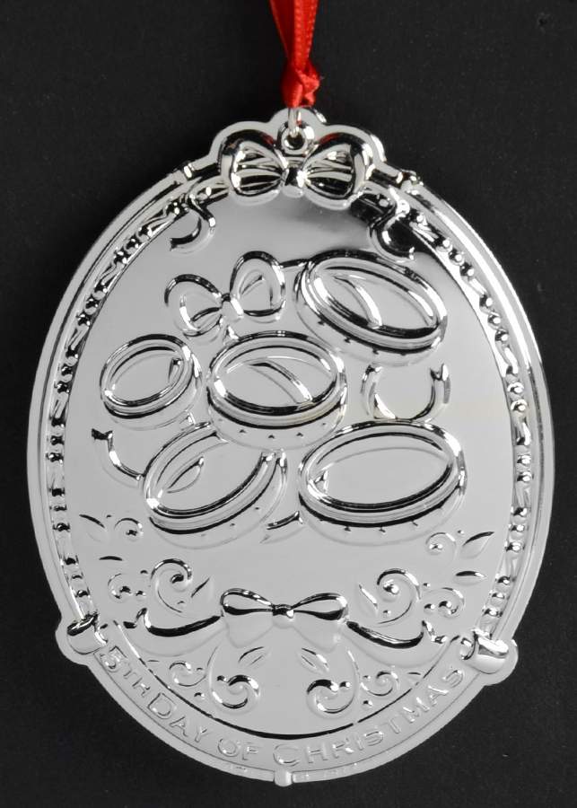 Twelve Days of Christmas Wreaths 5 Golden Rings - Boxed by Towle Silver-1