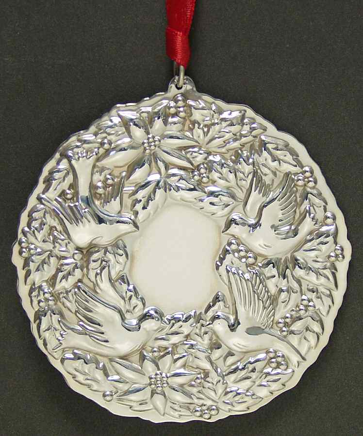 Twelve Days of Christmas Wreaths 4 Calling Birds - Boxed by Towle Silver-1