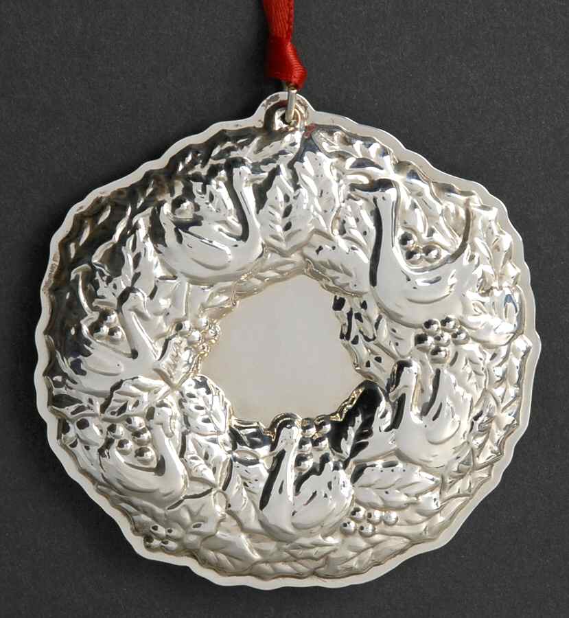 Twelve Days of Christmas Wreaths 6 Geese A Laying - Boxed by Towle Silver-1
