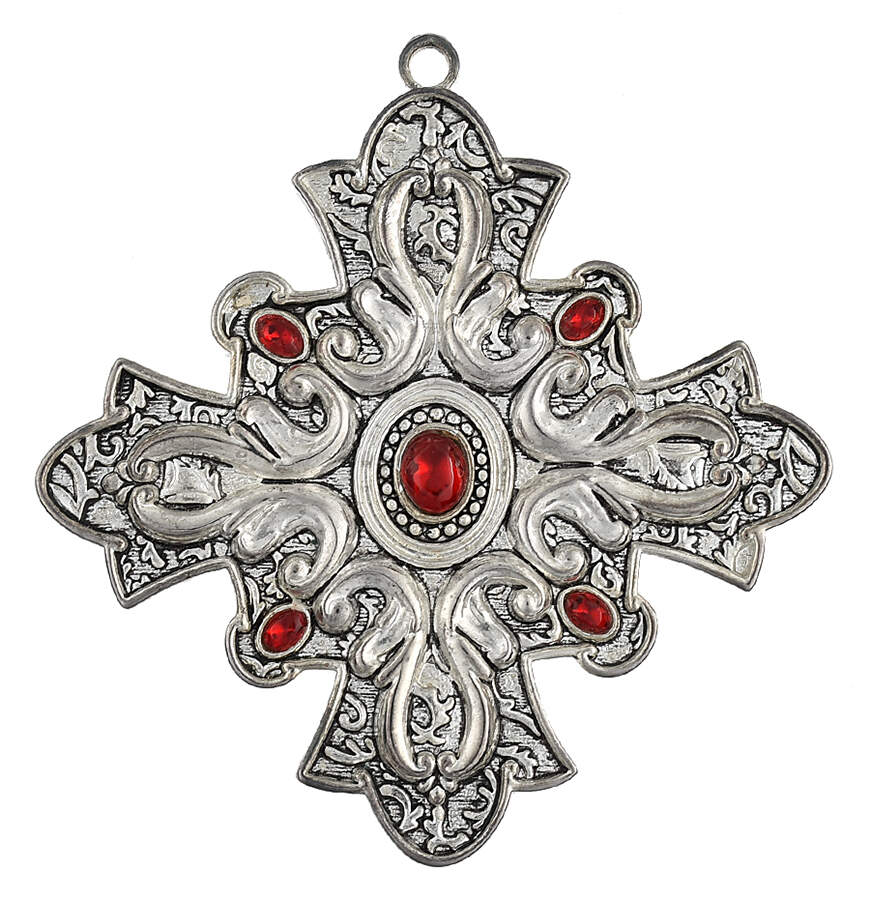 Towle Christmas Ornament Jeweled Cross-Red Stones - No Box by Towle Silver-1