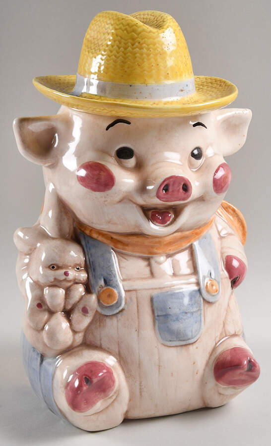 Treasure Craft Cookie Jar Farmer Pig - Boxed by Treasure Craft-1