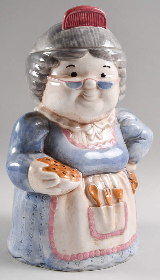 Treasure Craft Cookie Jar Granny-Blue Dress - Boxed by Treasure Craft-1