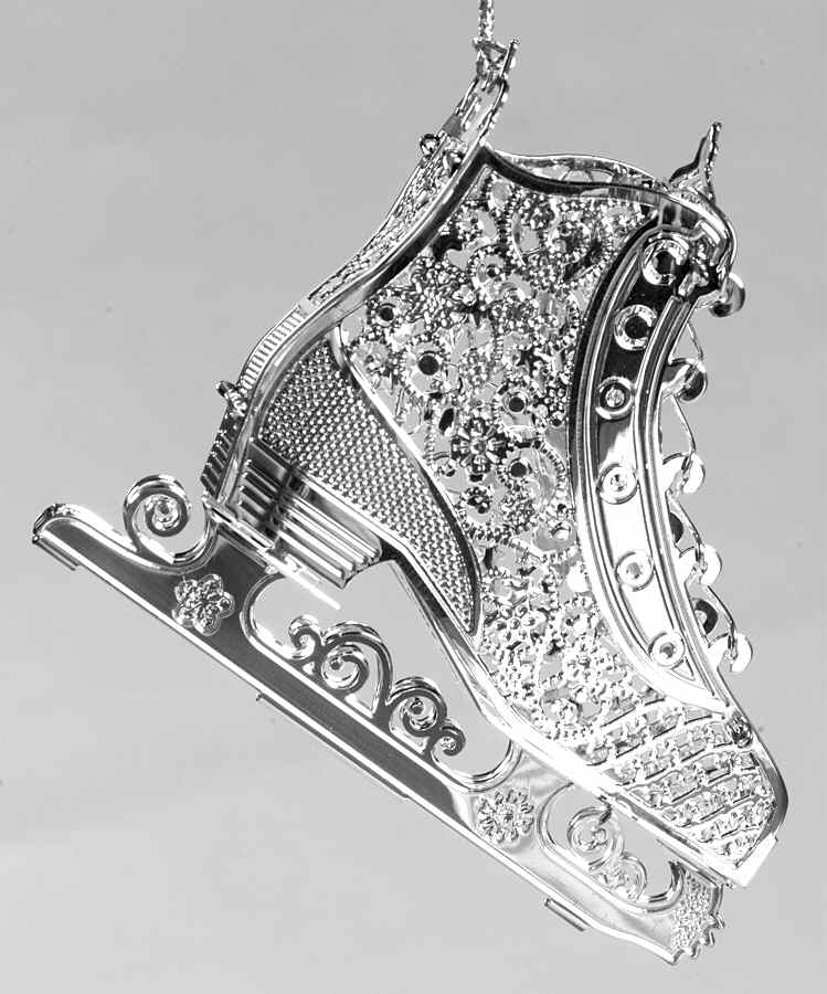 Filigree Christmas Ornament Ice Skate - Boxed by Towle Silver-1