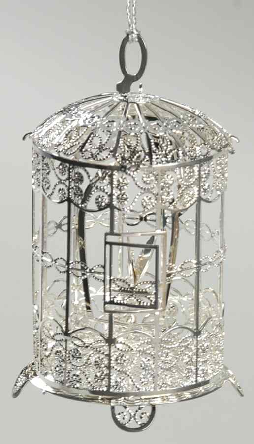 Filigree Christmas Ornament Bird Cage - No Box by Towle Silver-1