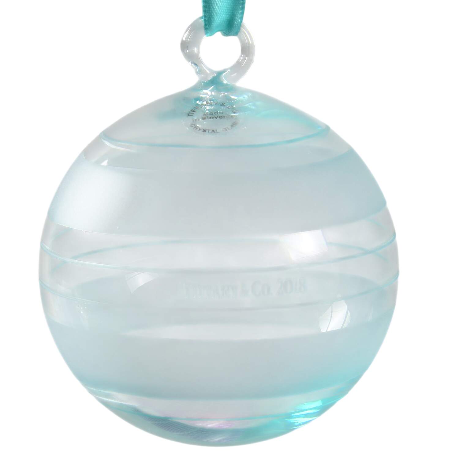 Tiffany & Co Crystal Ornament Ball-Frosted Stripes - Boxed by Tiffany-1