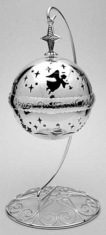 Annual Musical Ball Ornament Silent Night-2004 - With Box by Towle Silver-1